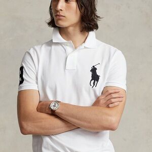 Ralph Lauren White Polo with Black Emblem